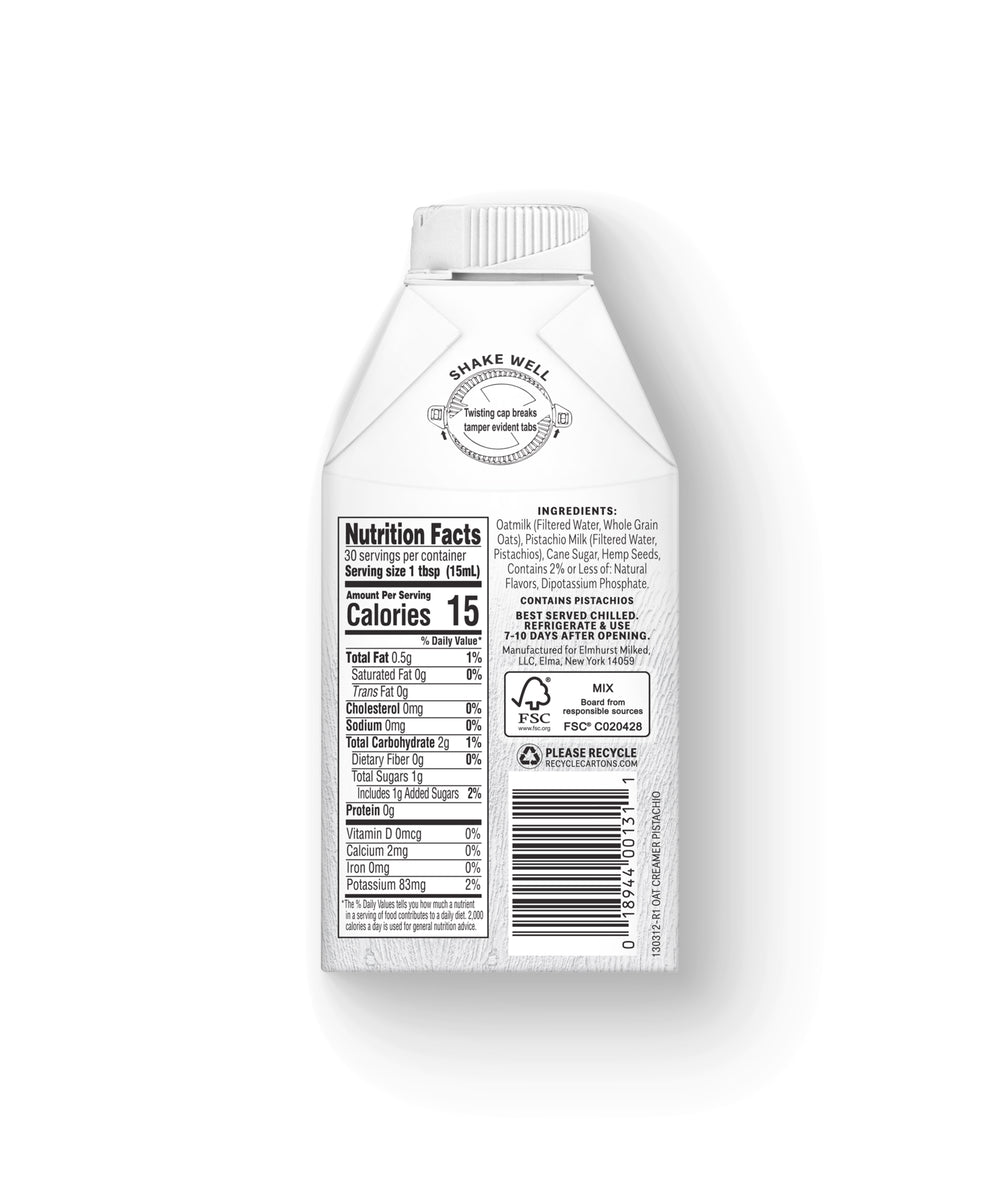 Pistachio Crème Oat Milk Coffee Creamer, 16oz Elmhurst 1925