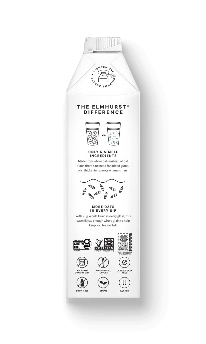Milk。 Plant-Based Oat Milk – Milked Oats™, 32oz | Elmhurst
