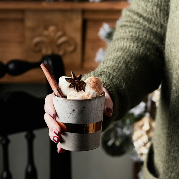 Vegan Hot Chocolate topped with spices and marshmallows