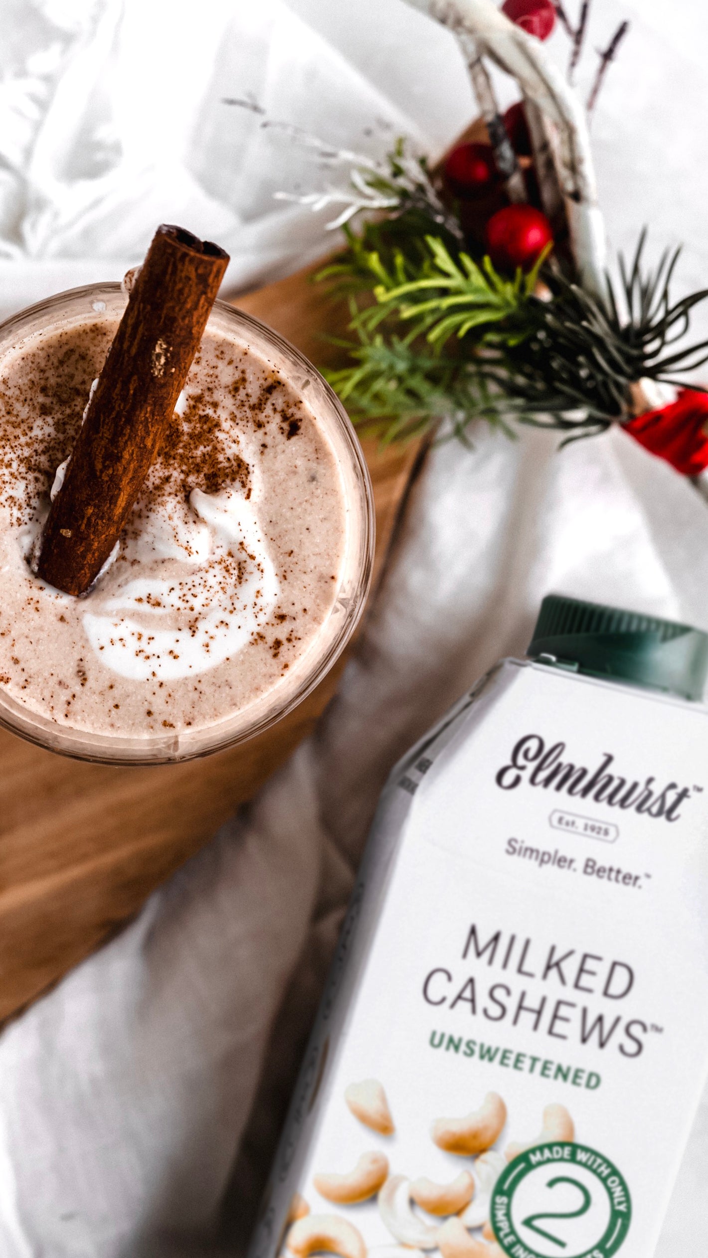 Vegan Cashew Eggnog made with Elmhurst Milked Cashews