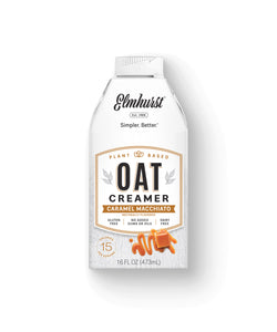 Elmhurst Oat Milk Creamer – Caramel Macchiato, 16oz (Non-Dairy)