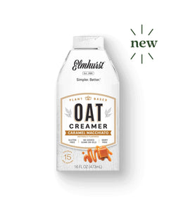Elmhurst Oat Milk Creamer – Caramel Macchiato, 16oz (Non-Dairy)