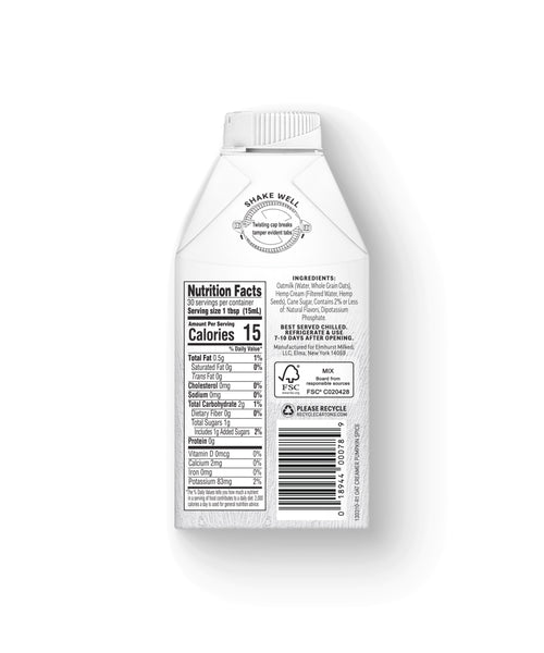 Elmhurst Oat Milk Creamer – Pumpkin Spice, 16oz (Dairy-Free) – Nutrition Facts