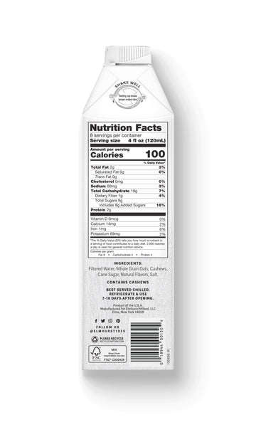 Elmhurst Oat Nog, 32oz – Oatnog Nutrition Facts (Non-Dairy)