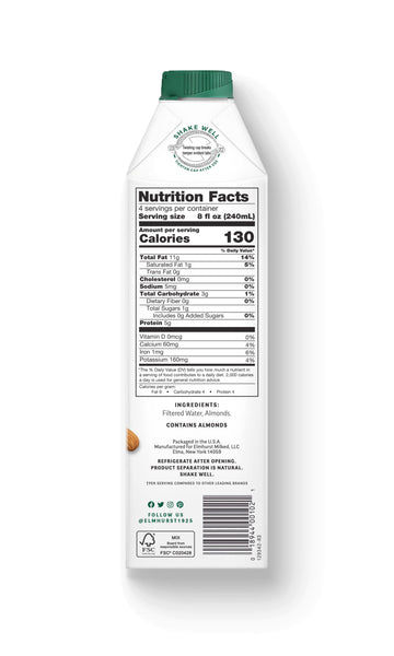 Elmhurst almond milk nutrition facts
